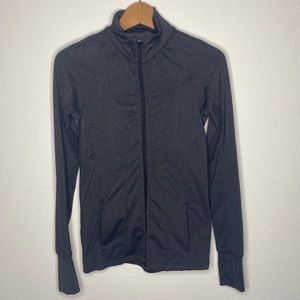 Dark Grey Workout Zip Up with Thumb Holes